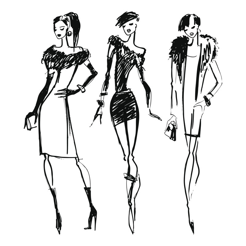 Silhouettes Of Fashion Women by Katyau - Wrapped Canvas Print, 91cm H x 91cm W