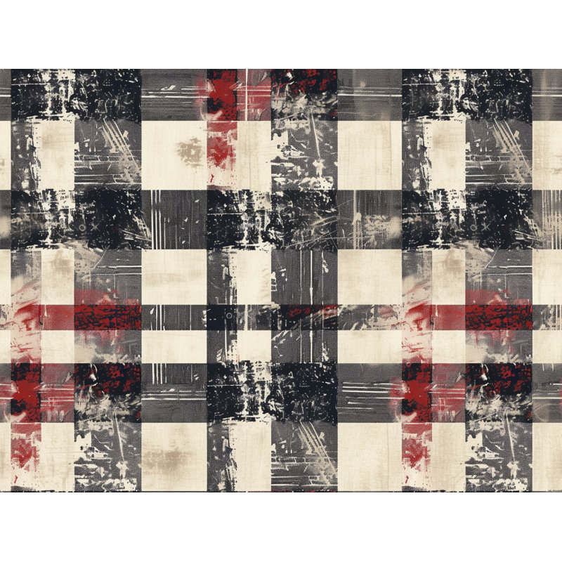 Abstract Art Warm Plaid Shower Curtain, 93"H x 70"W