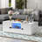 Rectangle Coffee Table With Storage Space And LED Lights-1147120473