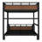 Walnut Color Queen Over Queen Metal Bunk Bed/Loft Bed, Separable Design with Raised Security Fence
