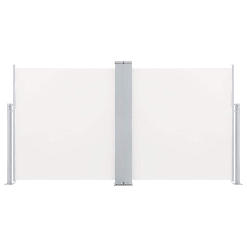 Paravent rétractable avec auvent pliant, Crème, crème, H 39,4 po x l 236,22 po