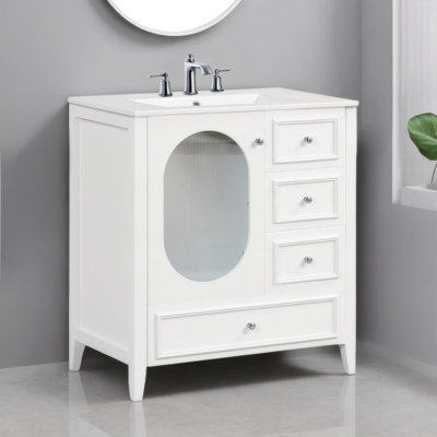 Armoire de meuble-lavabo 30 po avec trois tiroirs et porte