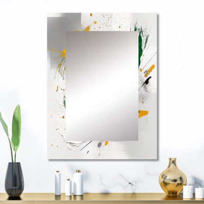 Yellow and Green Abstracted Perspectives III - Large Wall Mirror On Metal