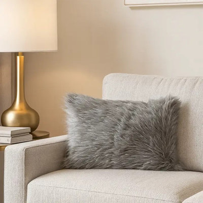Housse et insert de coussin rectangulaire en fausse fourrure 