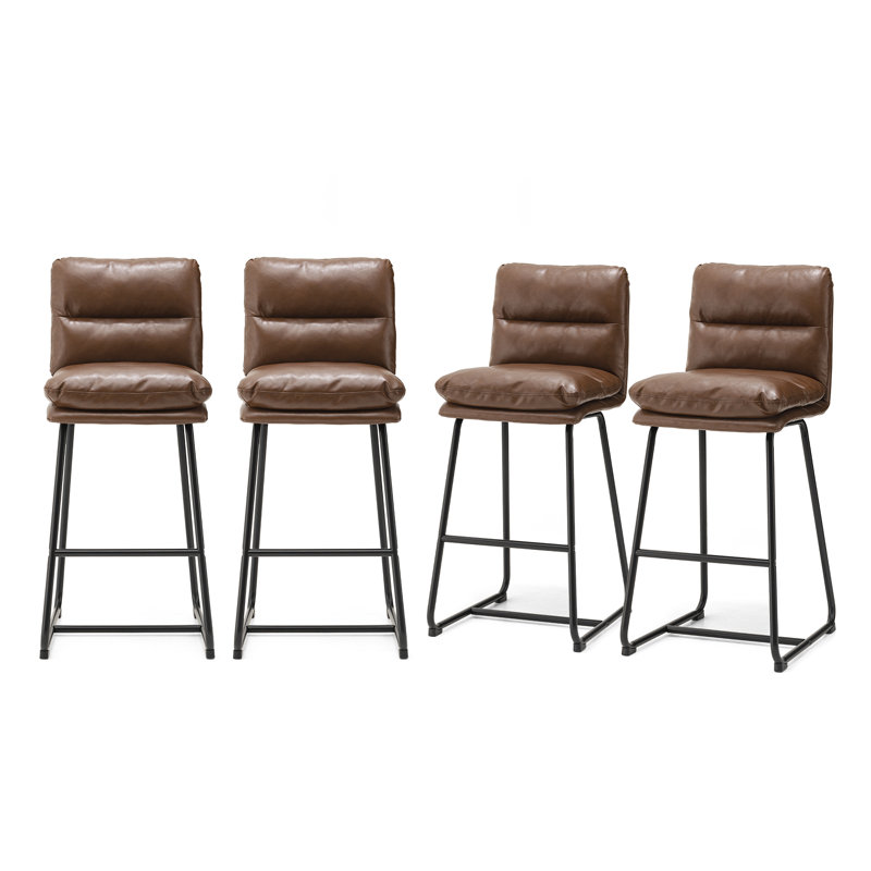 30.75'' Modern Thick Leatherette Bar Stool, Brown