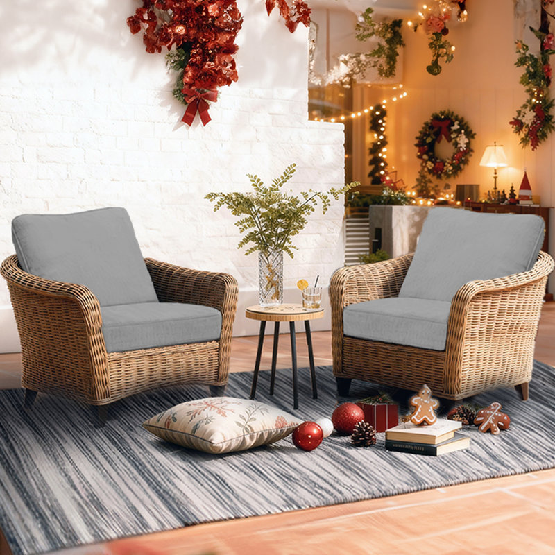 Outdoor 5''Deep Seat Chair Cushion Set, Dark Gray