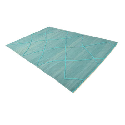 Tapis turquoise 7 x 7 po