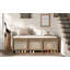 Banc à chaussures d'entrée de 122 cm avec tiroirs en rotin et coussin capitonné, naturel-1651473598