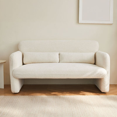 Canapé 59 po en velours, causeuse moderne avec coussin de soutien pour appartement, bureau, salon et chambre à coucher, assemblage sans outil.