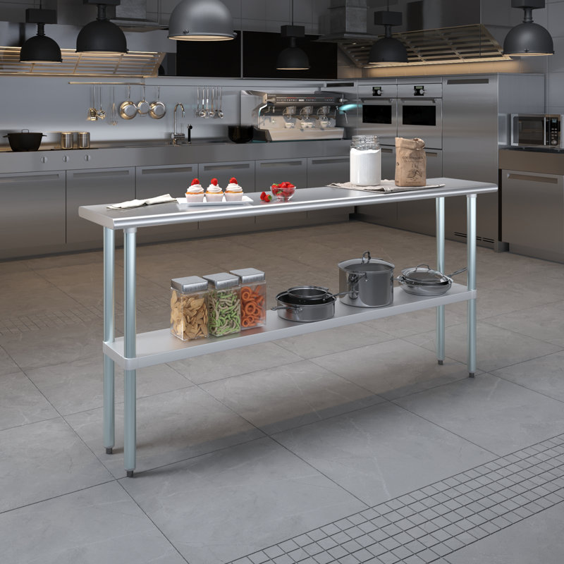 72" Stainless Steel Work Table with Galvanized Undershelf