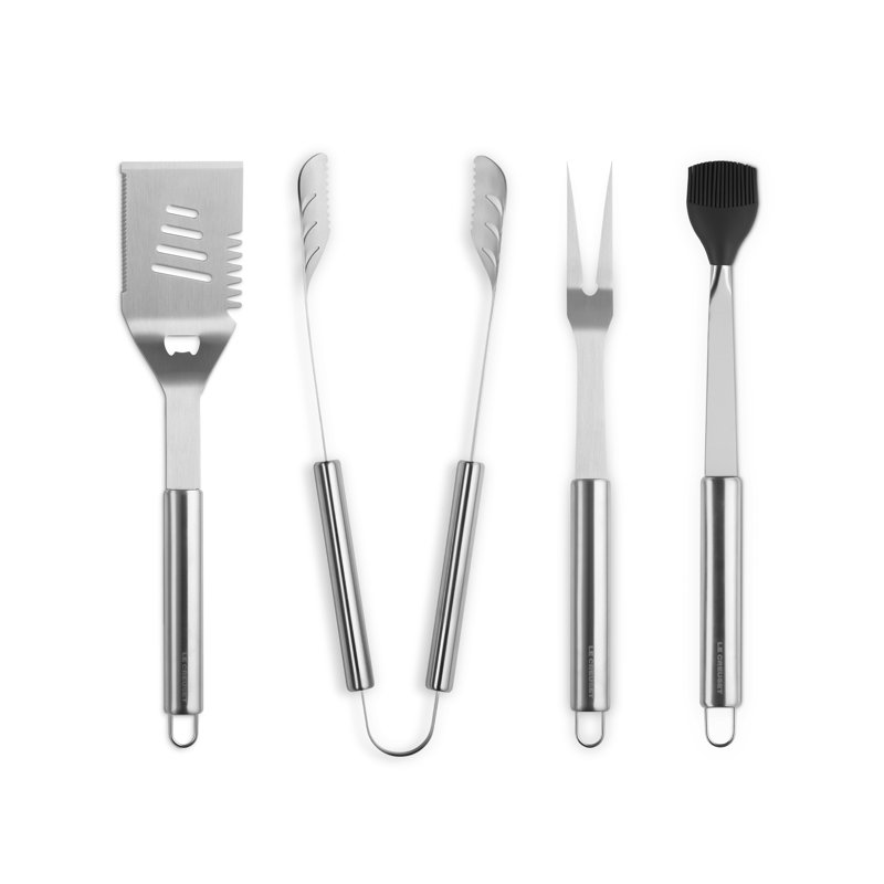 Le Creuset BBQ 4-piece Stainless Steel Tool Set with Carry Case