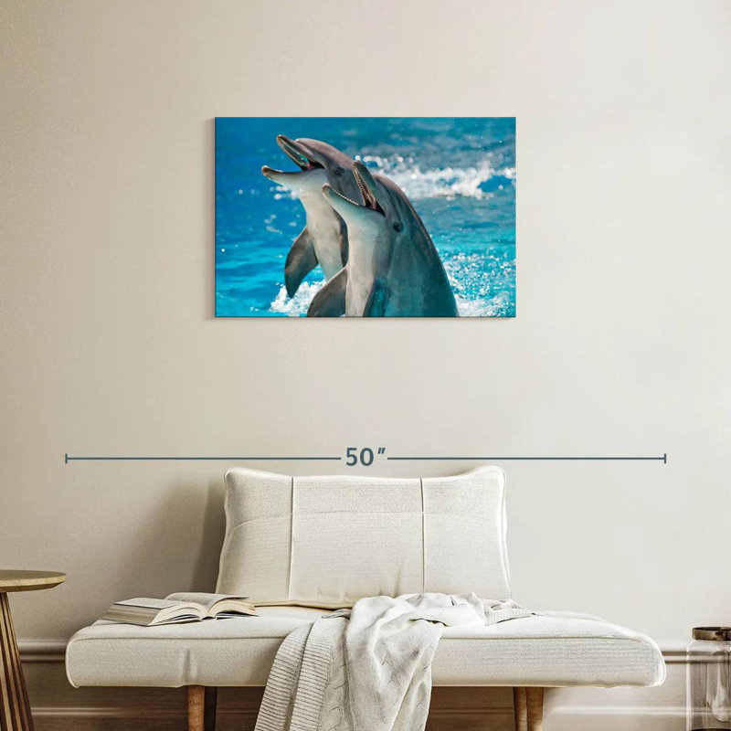 Excited Dolphins, 20" H x 30" W