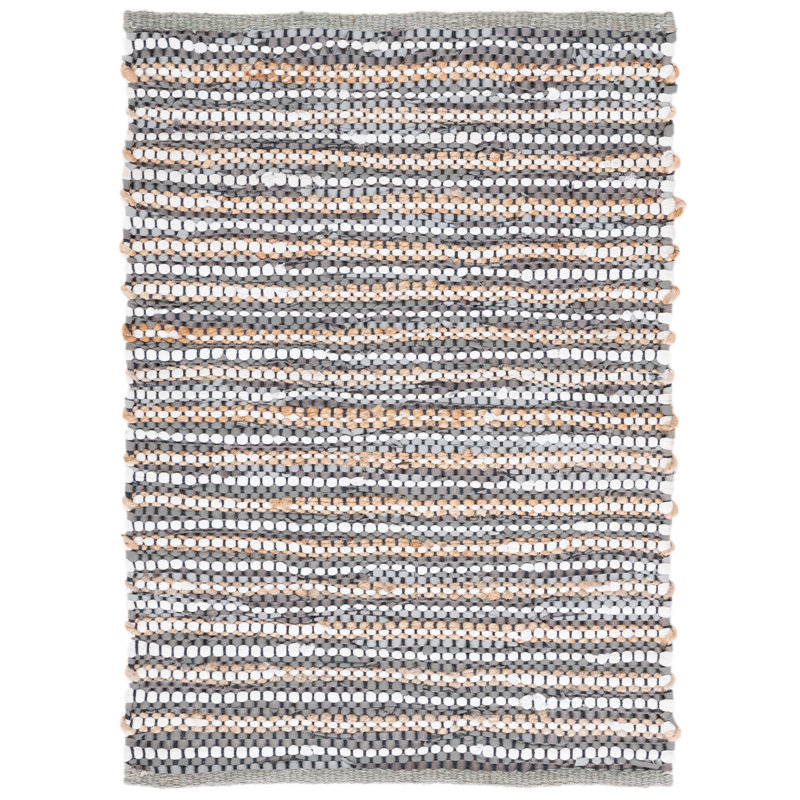 Tapis en cuir tissé à la main Gereld, Rectangle 8 pi x 10 pi