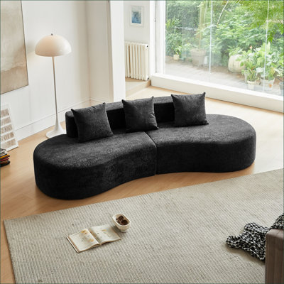 Sectional Sofas | Modern Curved 5-Seater Couch for Living Room and Apartment | Velvet | Standard