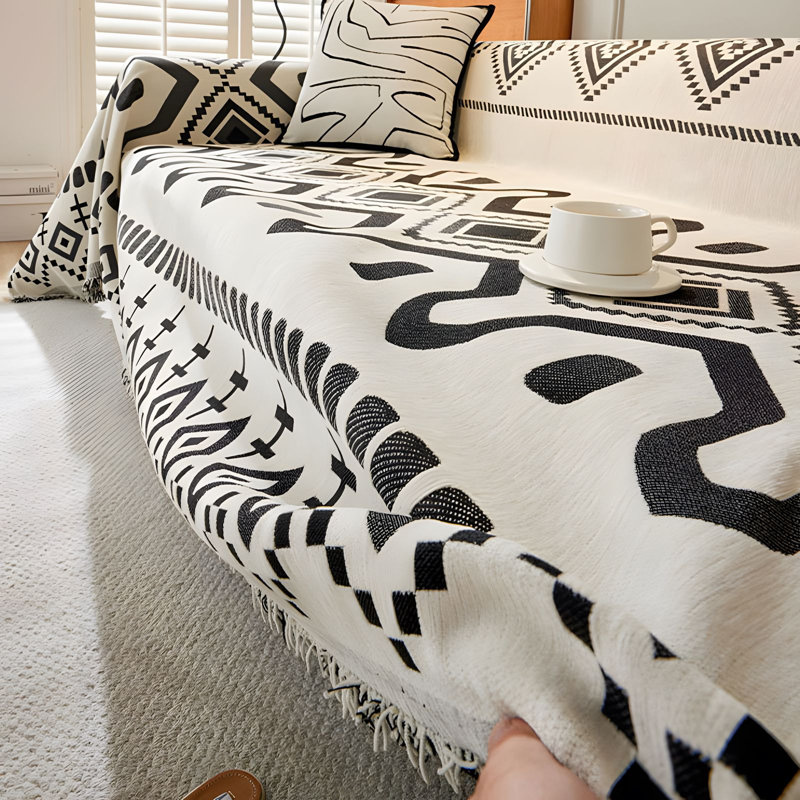 Housse de canapé réversible en chenille douce, géométrique, durable et résistante aux taches