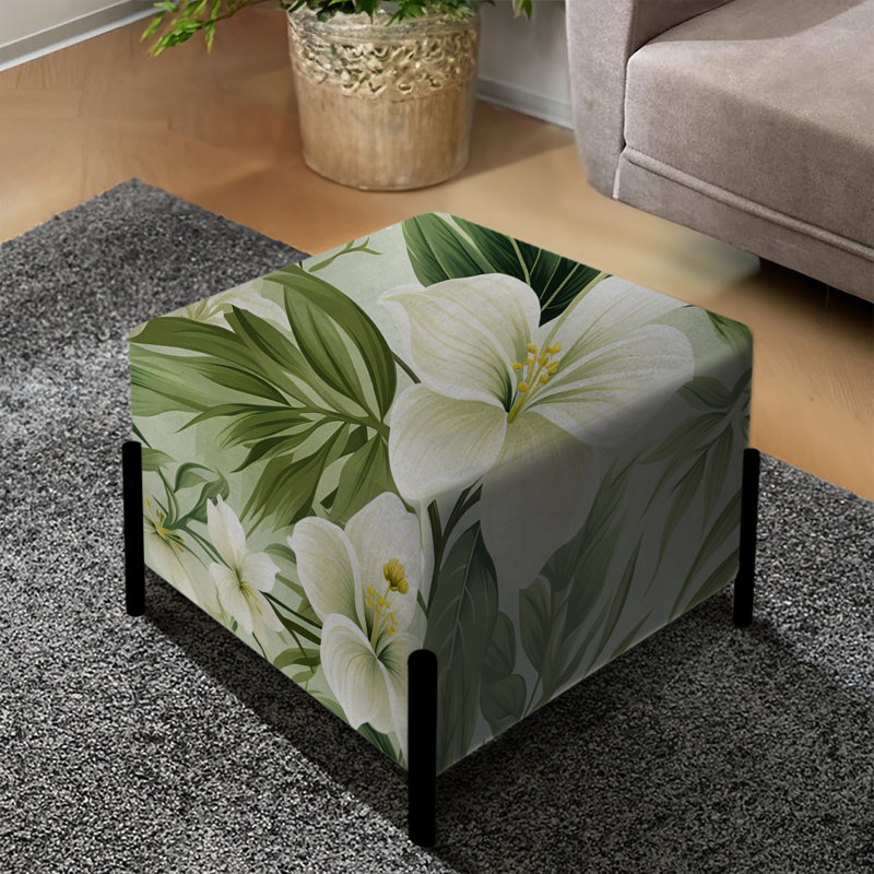 Minimaliste à motif floral tropical II - repose-pieds carré tropical