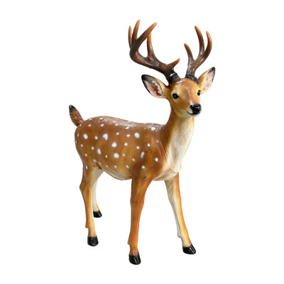 Statue de cerf tacheté réaliste en fibre de verre pour la cour extérieure de Noël, ornement réaliste en forme d'animal de la forêt pour la décoration de patio ou de jardin