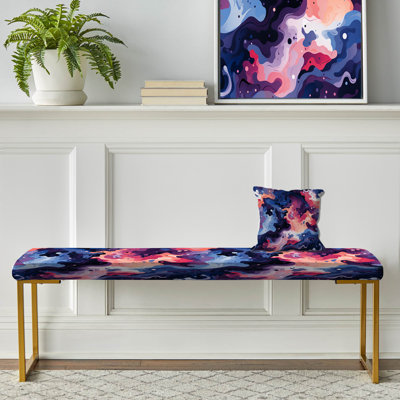 Celestial Camo Ripple - Banc rembourré doré abstrait