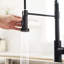 Robinet de cuisine noir mat, tête de pulvérisation rétractable, poignée simple, robinet d'alimentation en eau stable avec débit optimal-443535216