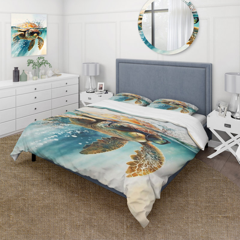 Ensemble de housse de couette Turtle With Glasses In The Ocean III - Turtle