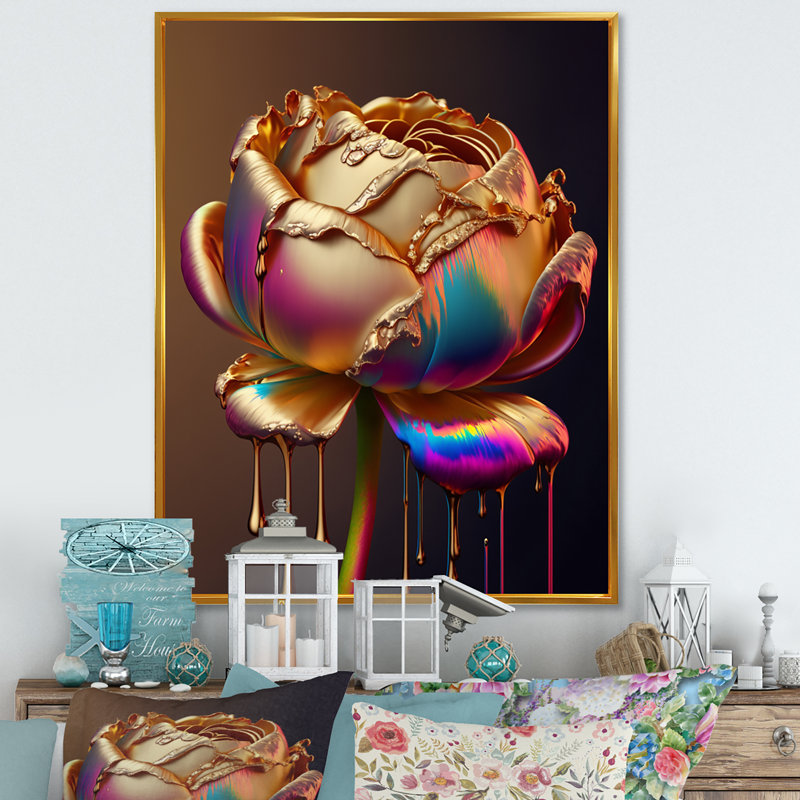 «Rainbow Peony», impression liquide sur toile