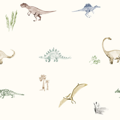 Yuki Osada Dinosaur March 33' L x 20.5" W  Wallpaper Roll