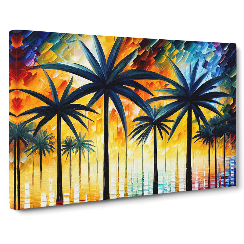 Palm Tree Painting Vol.3 Abstract - Wrapped Canvas, 50cm H x 76cm W x 3cm D