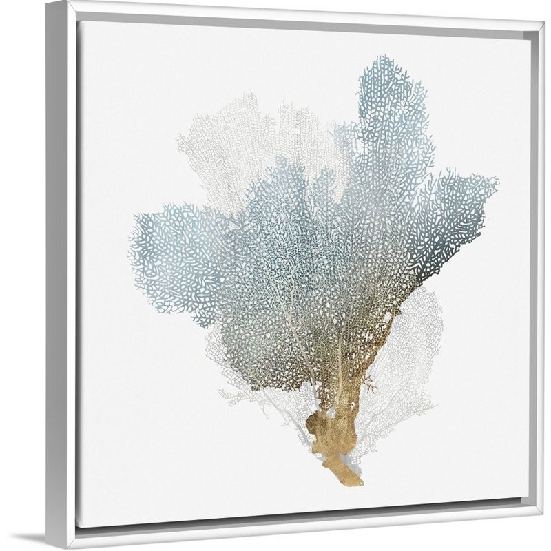 «Delicate Coral III» par Isabelle Z - reproduction d'art sur toile, Toile avec cadre flottant, H 18 po x l 18 po, Blanc
