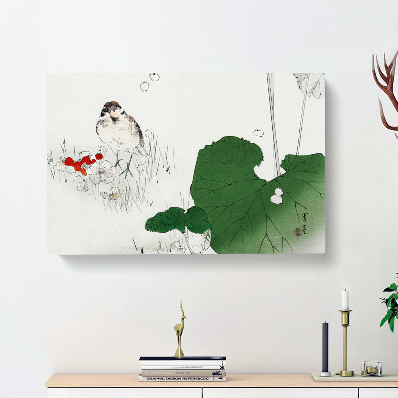 Eurasian Tree Sparrow by Watanabe Seitei - Wrapped Canvas Painting, 60cm H x 91cm W x 3cm D