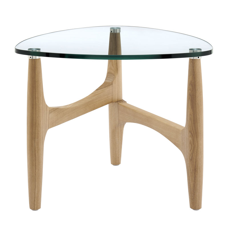 Table d'appoint Etna avec verre trempé transparent et base naturelle