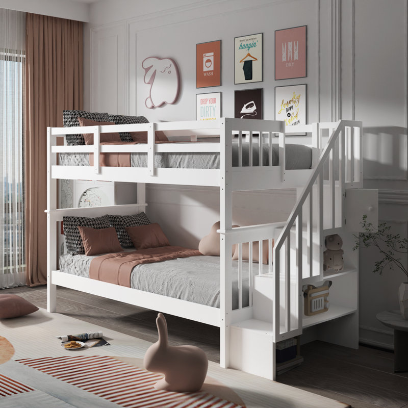 Fadıl Twin Over Twin Standard Bunk Bed by Harriet Bee, White