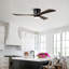 Ventilateur de plafond à télécommande en noir mat, 52 po, avec flux d'air saisonnier, moteur à courant continu, éclairage DEL