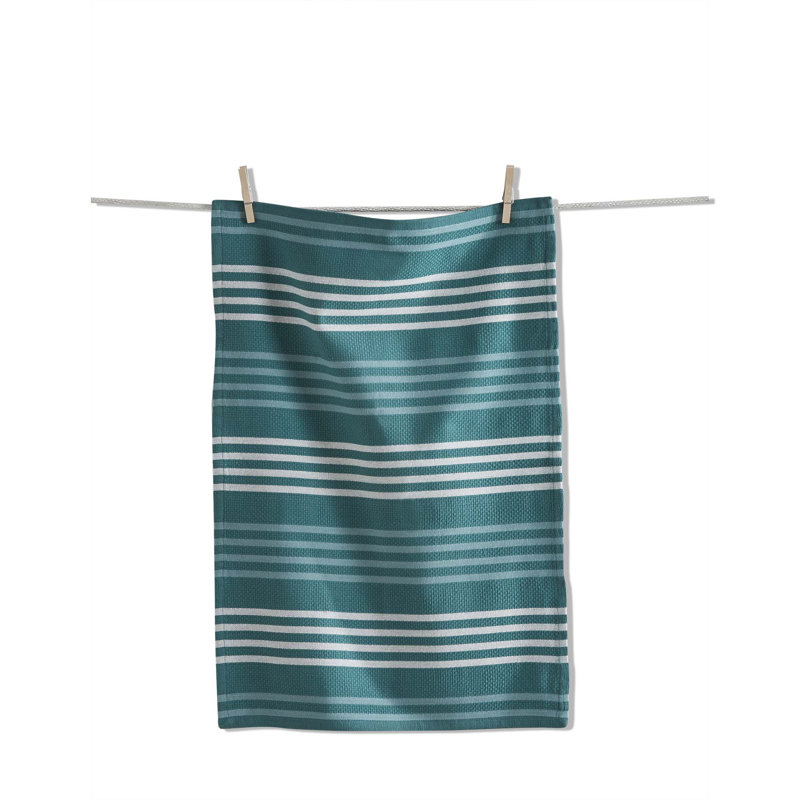 Basket Weave Stripe Dishtowel Gray, Teal