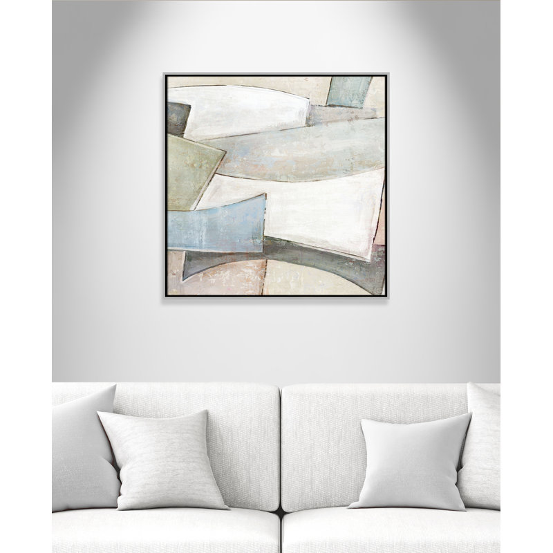 «Verdant C Courants II» par Emma Peal, Toile avec cadre, Flottant argent, L 31,5 po x H 31,5 po