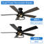 Ventilateur de plafond encastré industriel 52 po à 52 pales avec ensemble d'éclairage et ventilateur à télécommande 6 vitesses pour salon