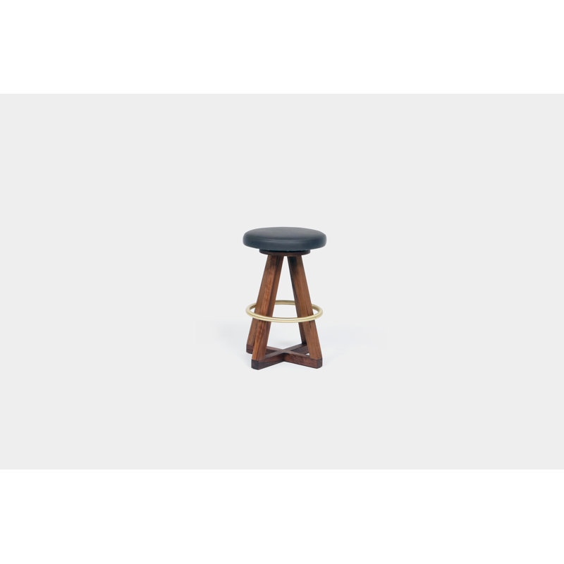 X2 Seat Top 26" Swivel Bar Stool, Earth, Blackened Steel, Black Oak