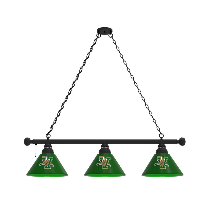 3 - Light Pool Table Lights Pendant, Black, Vermont Catamounts