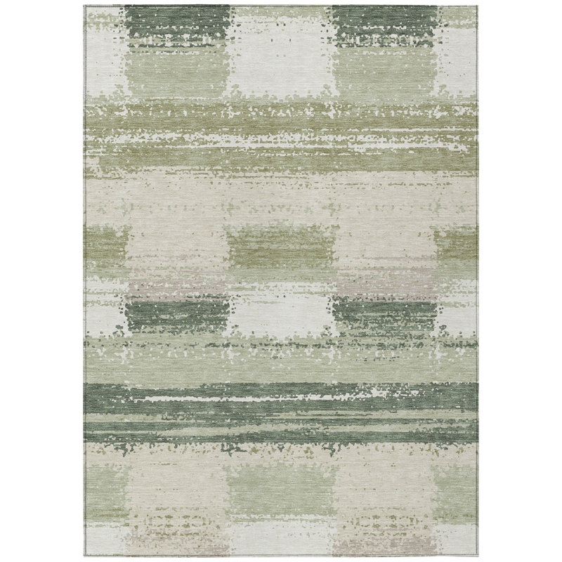 Machine Washable Indoor/Outdoor Chantille ACN2772 Squares Rug, Celery, 10' x 14'