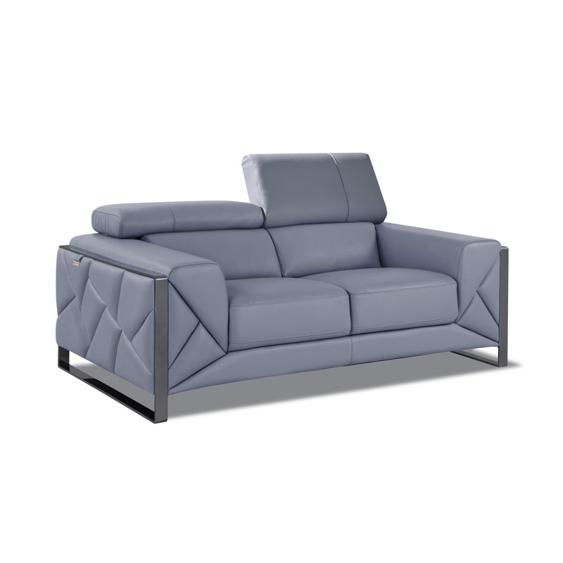 Causeuse en cuir italien Global United, Bleu clair