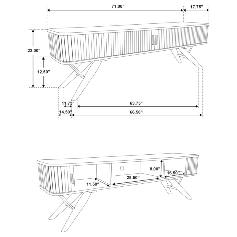 Stewart Walnut TV Stand With Sliding Door