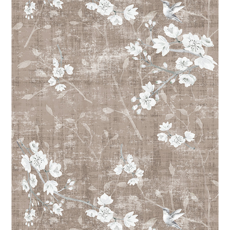 Blossom Chinoiserie Animal Print Metallic Wallpaper Roll, Mocha