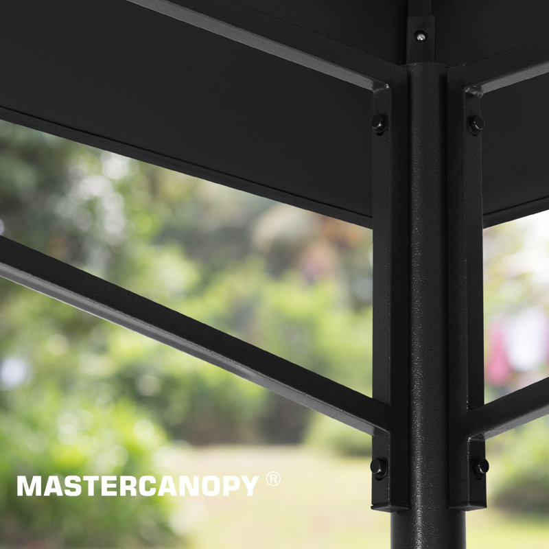 Black Steel Patio Gazebo with Polyester Roof, 9x9 ft