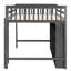 Lit mezzanine double avec 8 tablettes de rangement ouvertes et lit simple encastré gris pour les adolescents, lit de construction solide, tablette incluse, bureaux, construction