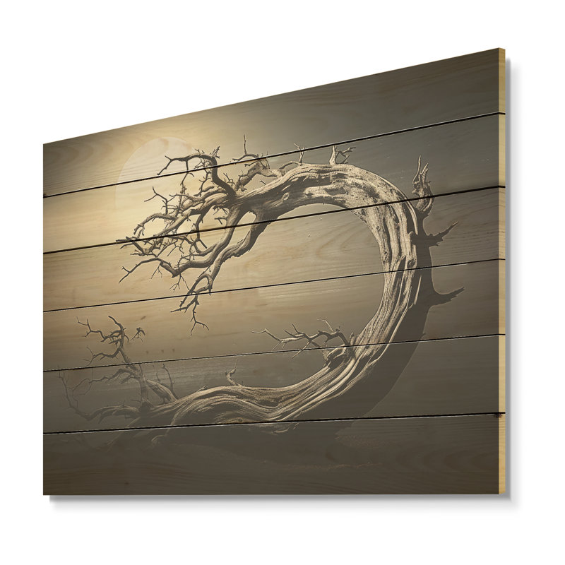 Art japonais sur bois de pin naturel, Bonsai, Japon, H 10 po x l 20 po