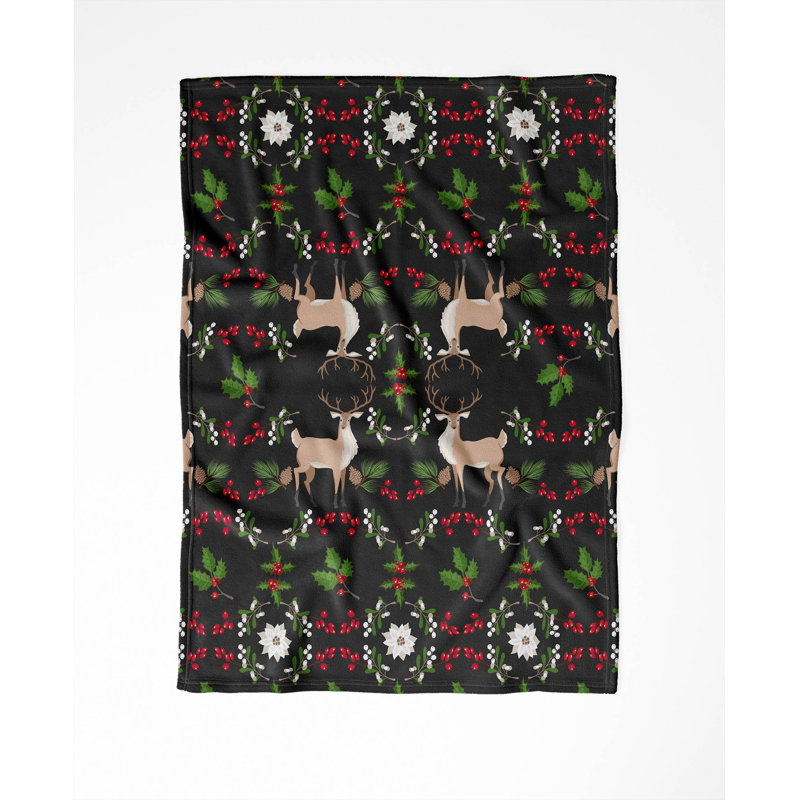 Jeté Botanical Deer, Gris anthracite, 80" L x 60" W