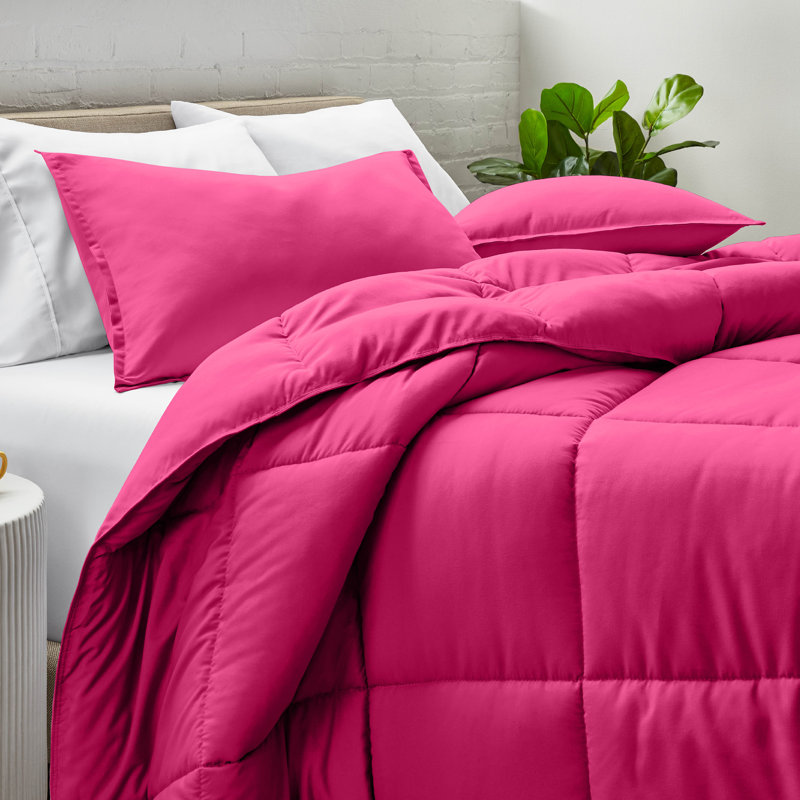 Soft All Season Comforter Set, Pink, Twin Comforter + 1 Standard Sham