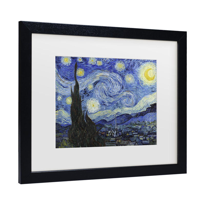  Art mural encadré - Décoration murale Vincent Van Gogh, H 16 po x l 20 po x P 0,5 po, Noir