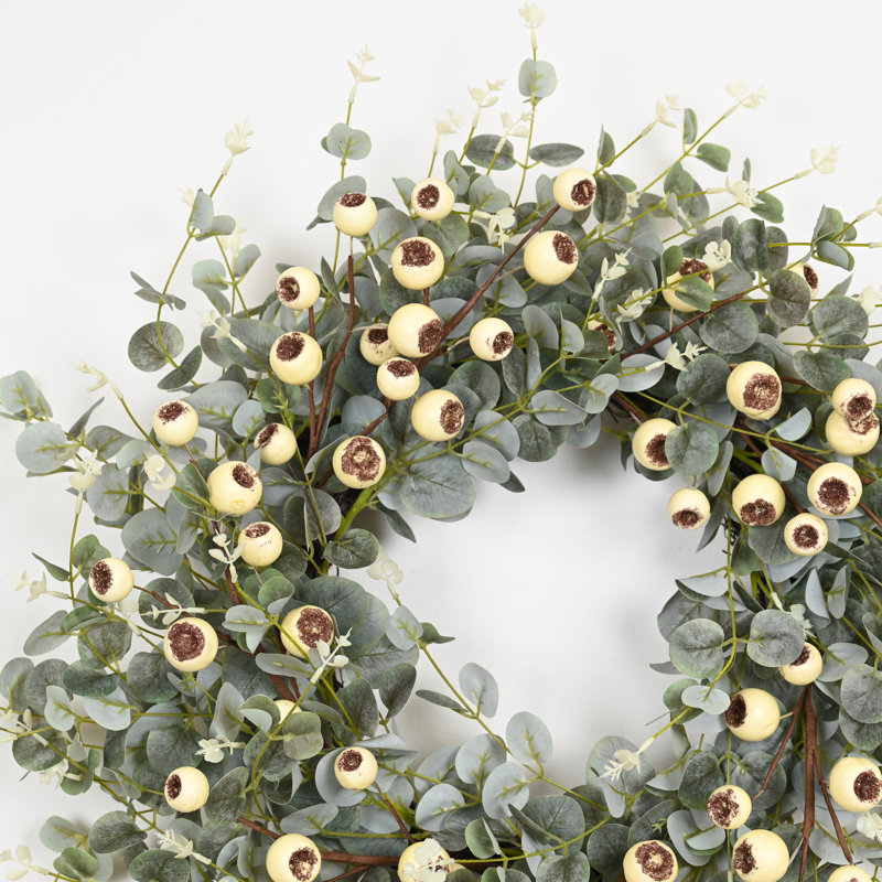 Couronne de porte artificielle 26 po, Green/Cream