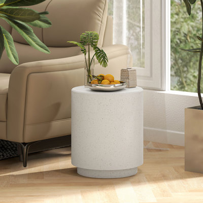Table d'appoint ronde, table moderne légère avec finition terrazzo, table de bout avec 4 pieds réglables pour l'intérieur et l'extérieur