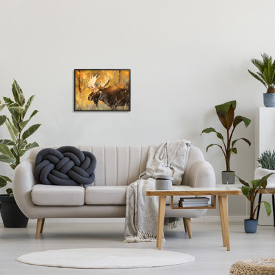 «Stupell Industries Autumn Foliage Moose Portrait», art mural sur toile par Mark Kelso